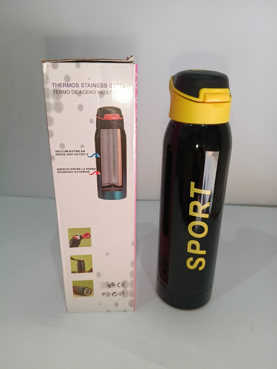 Sport Stainless Steel 500ml Water Bottle Hot & Cool With Straw art no 024
