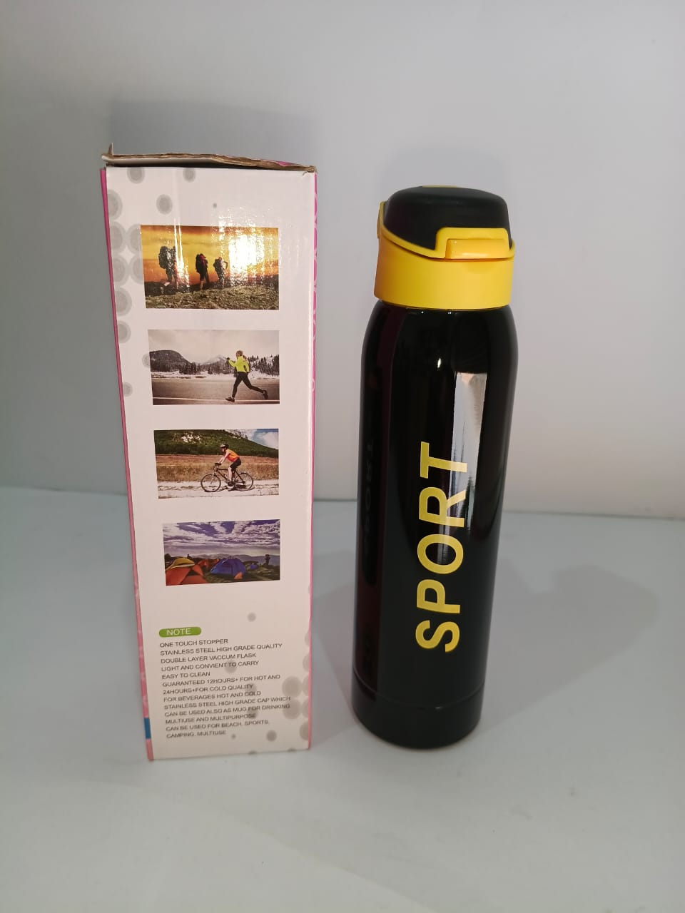 Sport Stainless Steel 500ml Water Bottle Hot & Cool With Straw art no 024