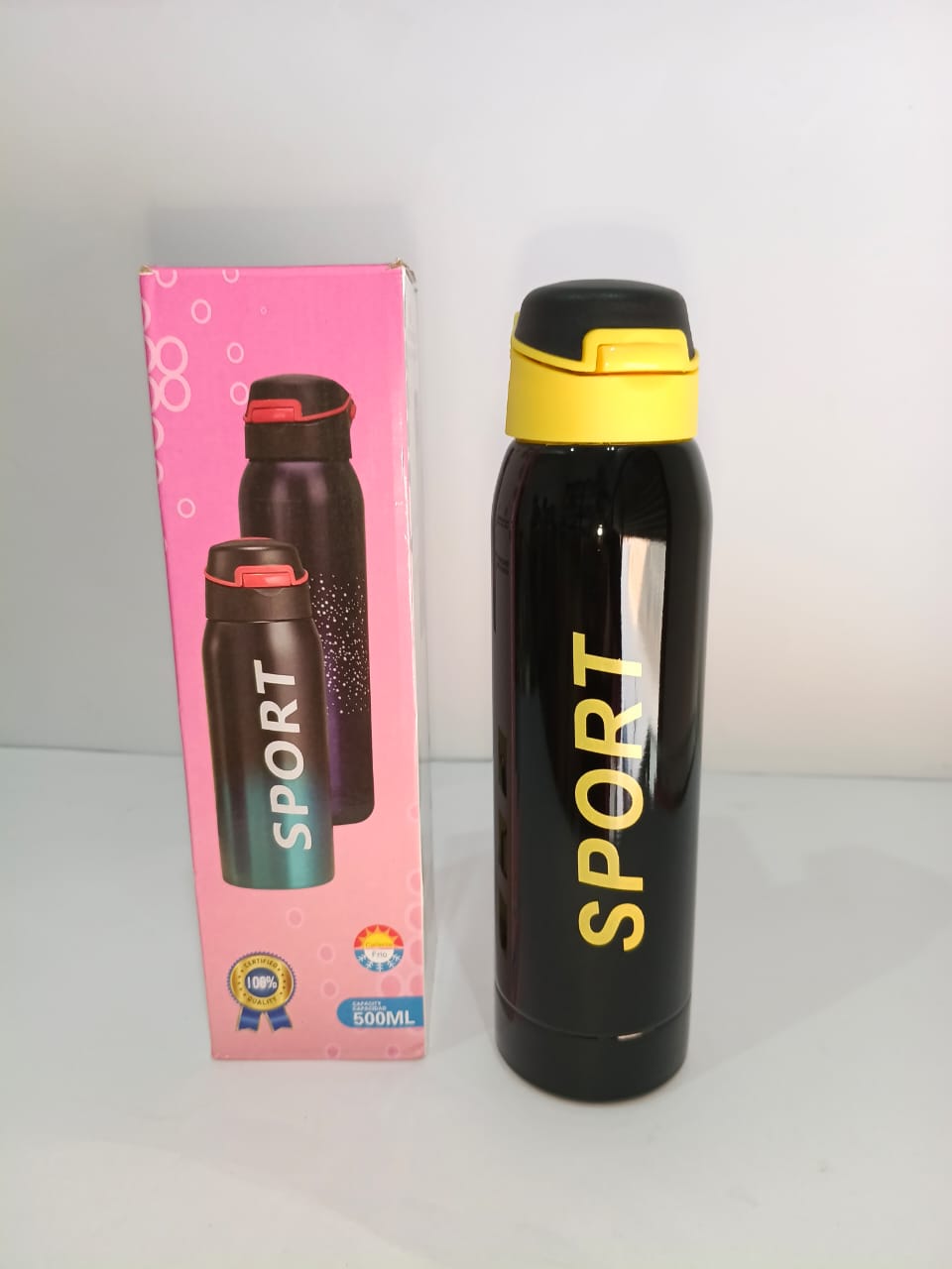 Sport Stainless Steel 500ml Water Bottle Hot & Cool With Straw art no 024