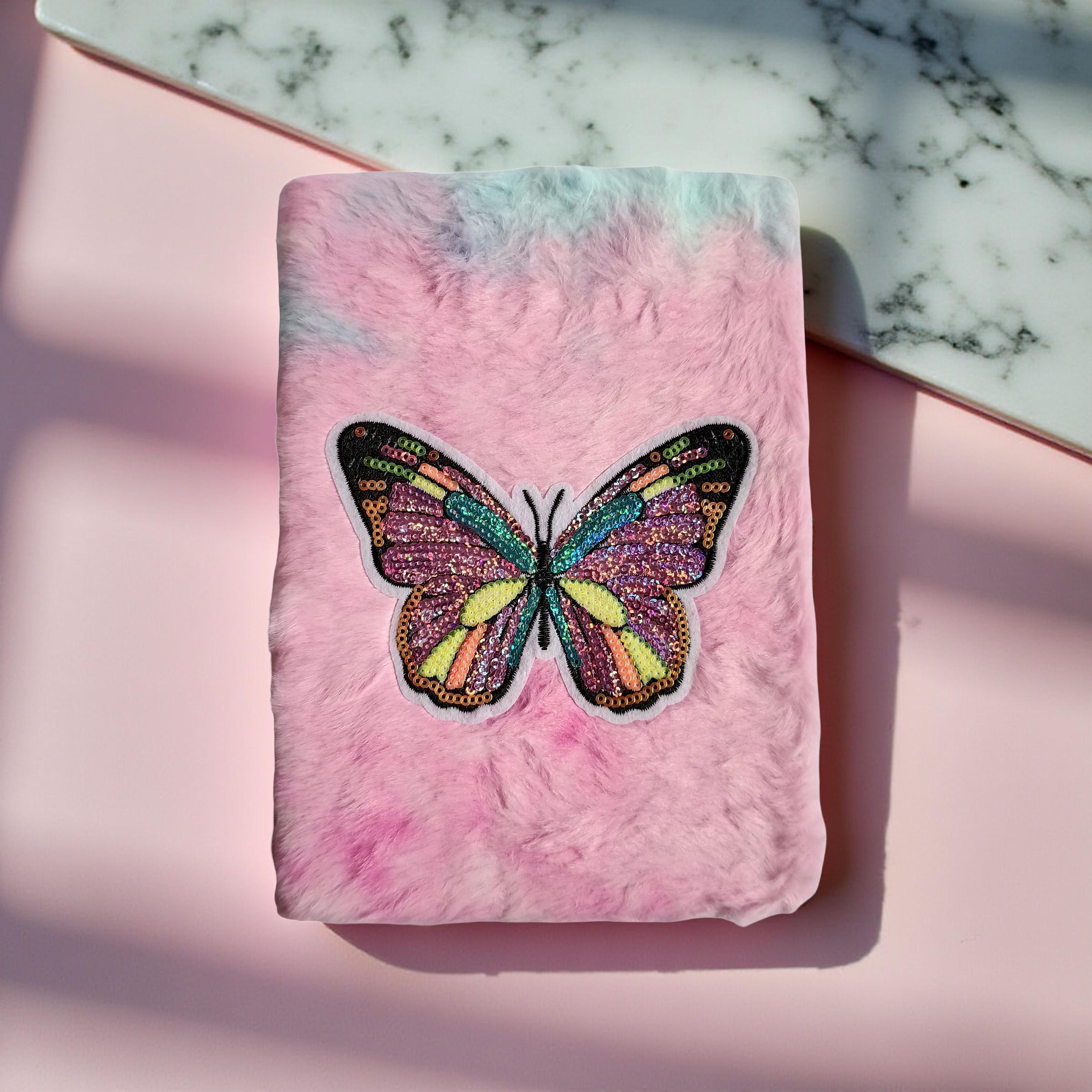 fluffy diary with cute butterfly design