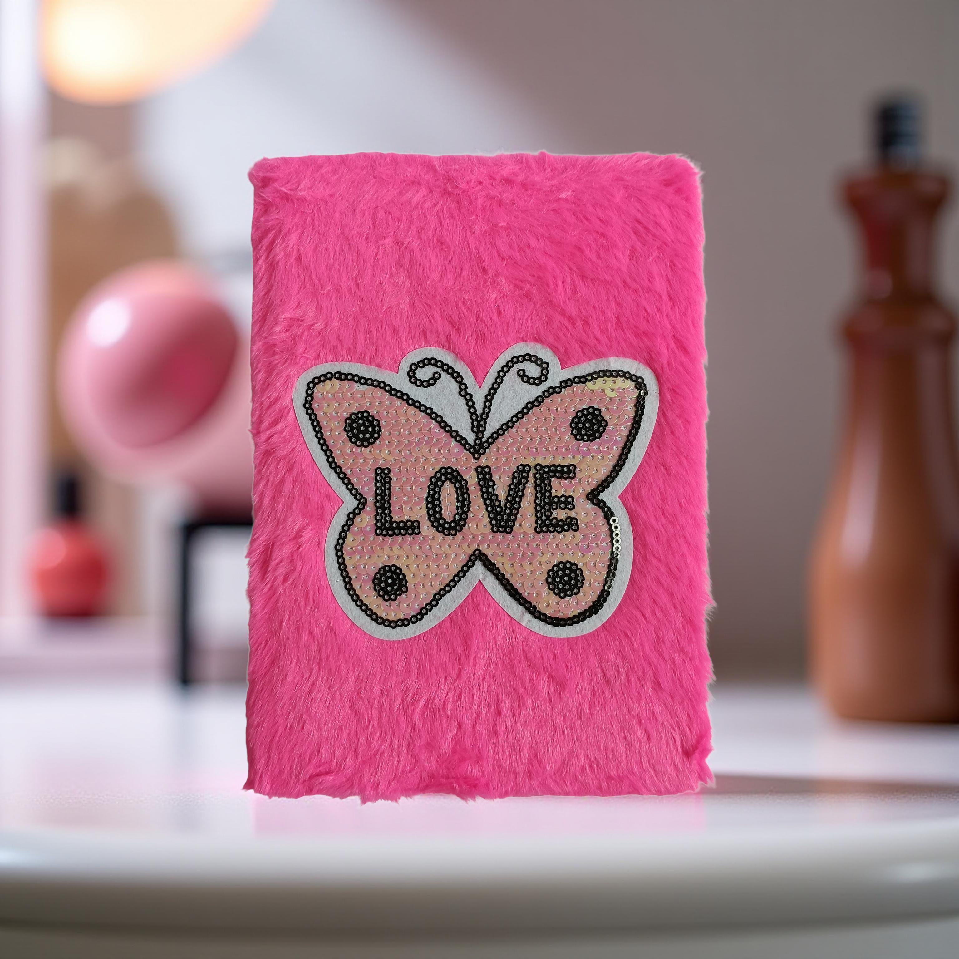 cute fur cover diary for girls