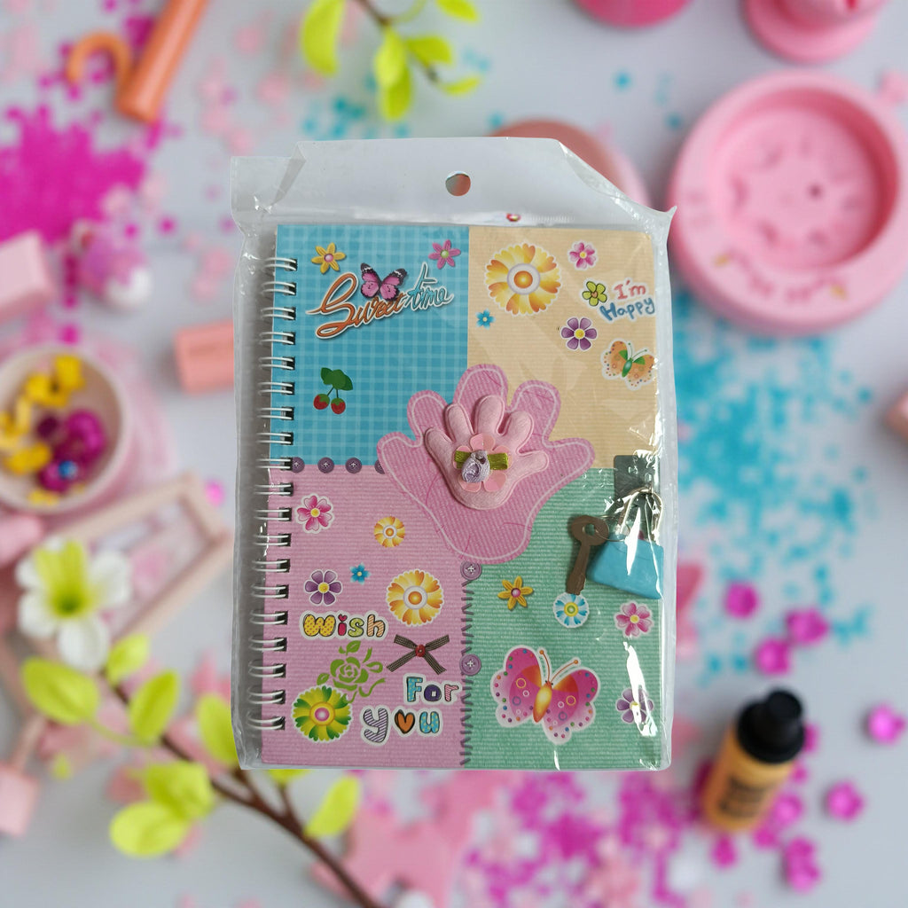 Cute Lock Diary with Key – Spiral Bound Decorative Journal