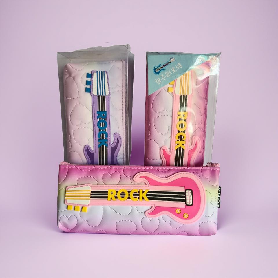 Rock Guitar Style Pencil Pouch Pencil Case for Students | Cute Zipper Pen Pouch | Stationery Organizer