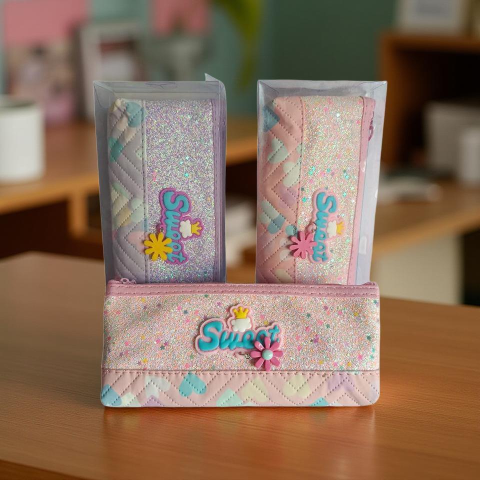 Cute pencil pouch zipper stationery bag for school students