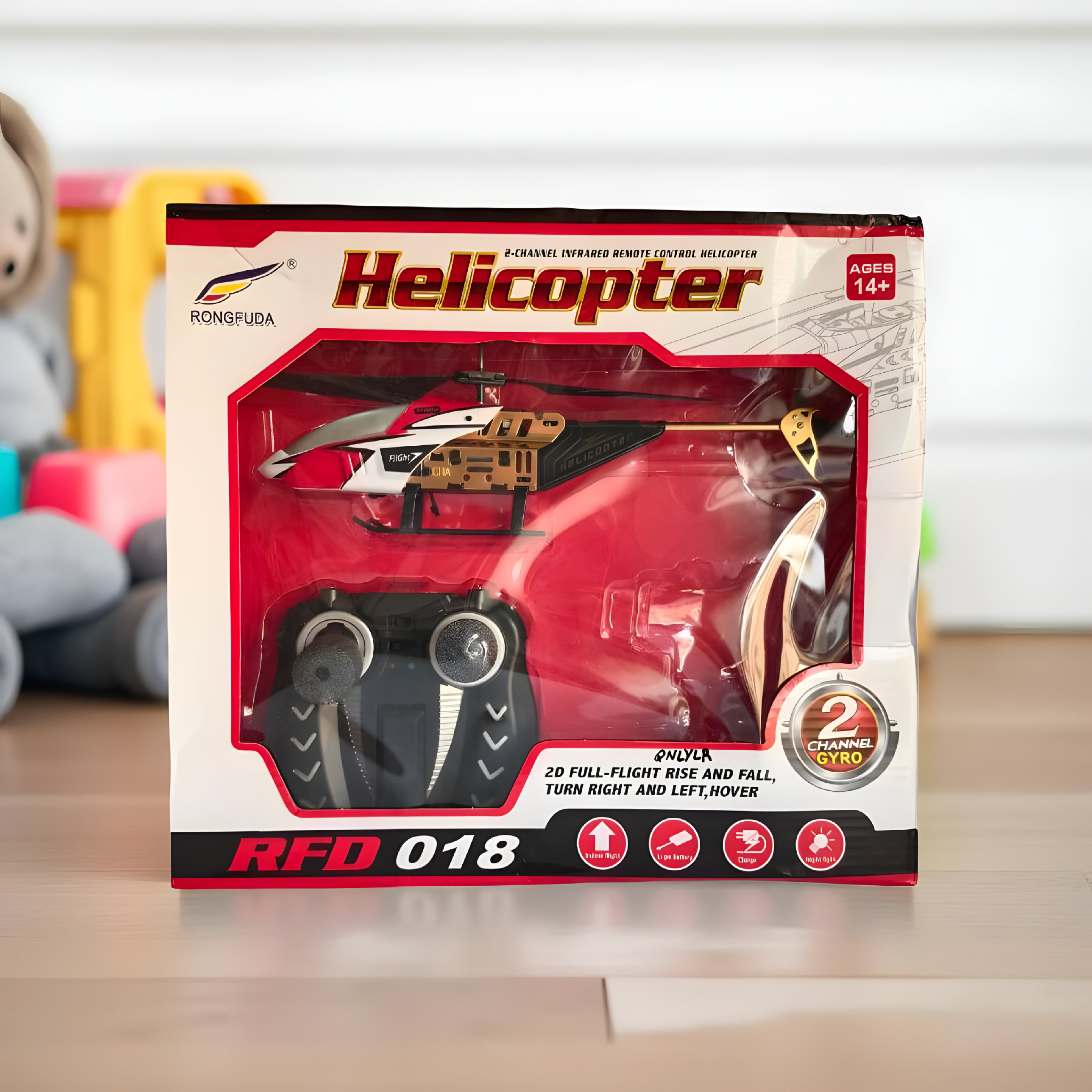 Rongfuda RFD 018 – 2 Channel Infrared Remote Control Helicopter | 2 Channel RC Helicopter with Gyro | Indoor Remote Control Helicopter Toy RC Helicopter / Remote Control Toys
