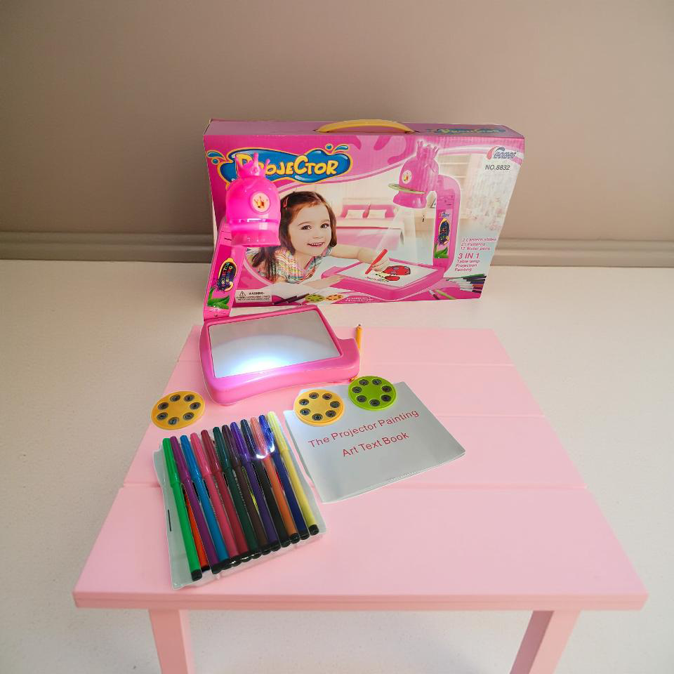 Projector Painting Set (NO. 8832)  By: New Rising Creative Kids Drawing Projector Toy | 3 in 1 Painting Table with Light & Patterns
