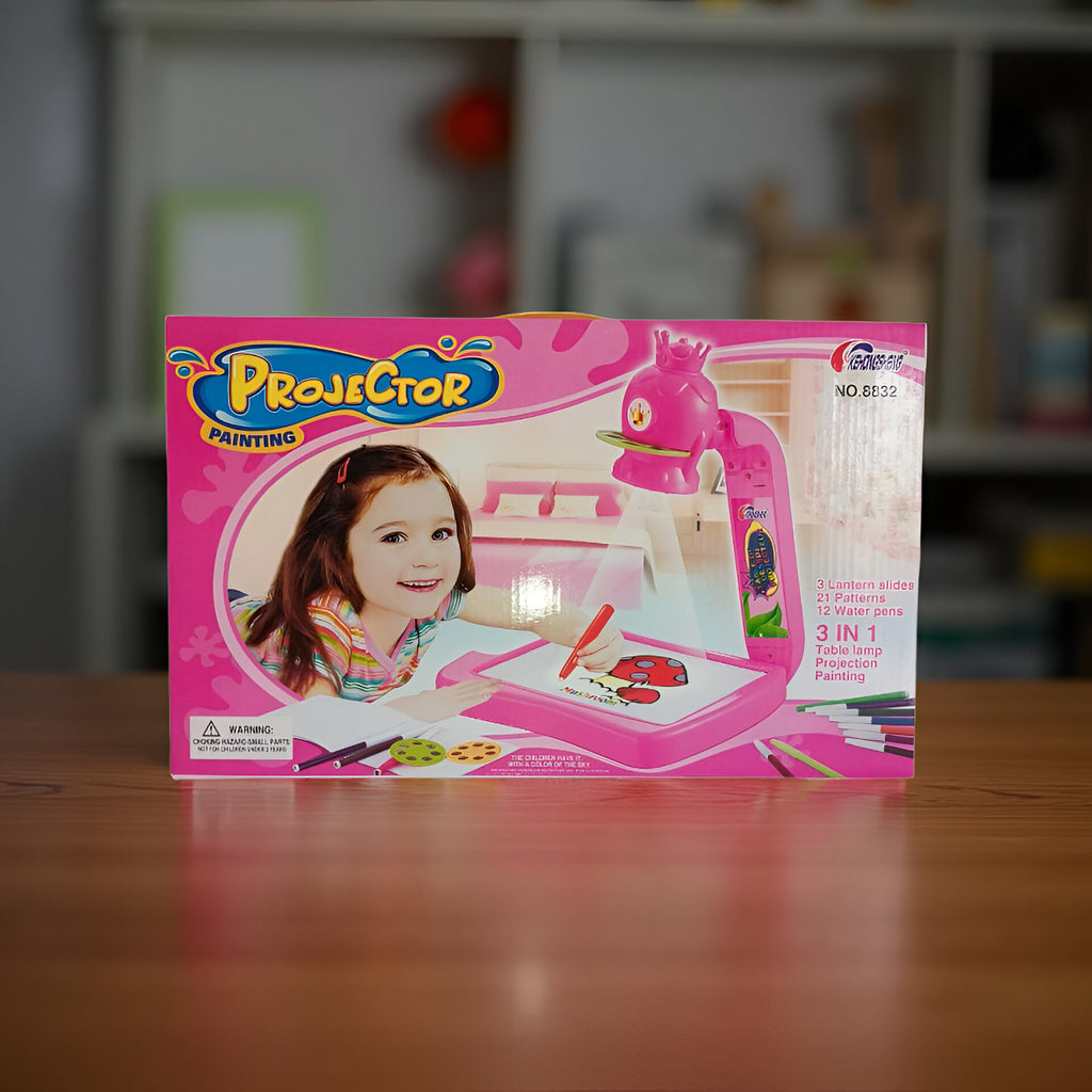Projector Painting Set (NO. 8832)  By: New Rising Creative Kids Drawing Projector Toy | 3 in 1 Painting Table with Light & Patterns