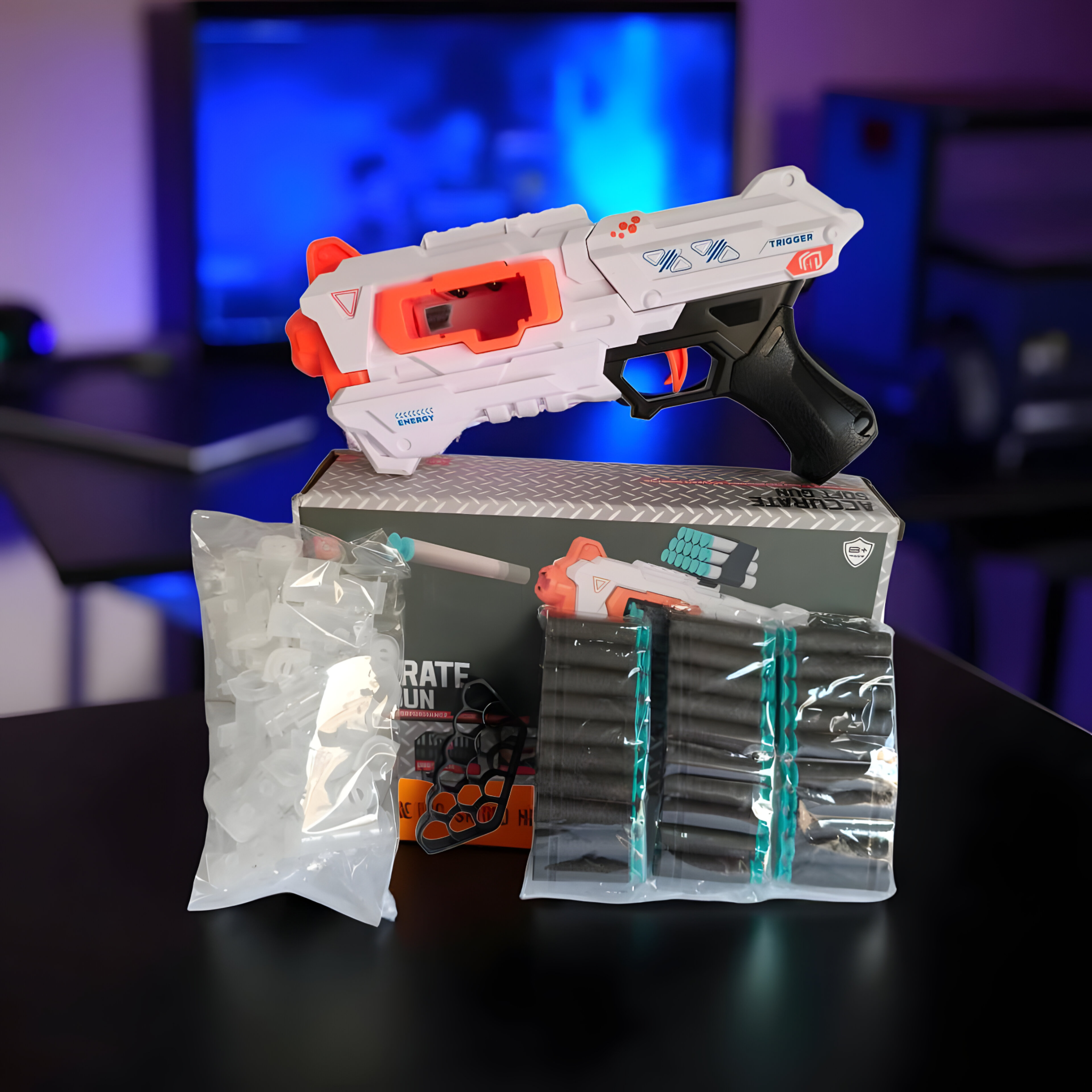 Accurate soft bullet toy gun with 24 round belt foam darts for kids
